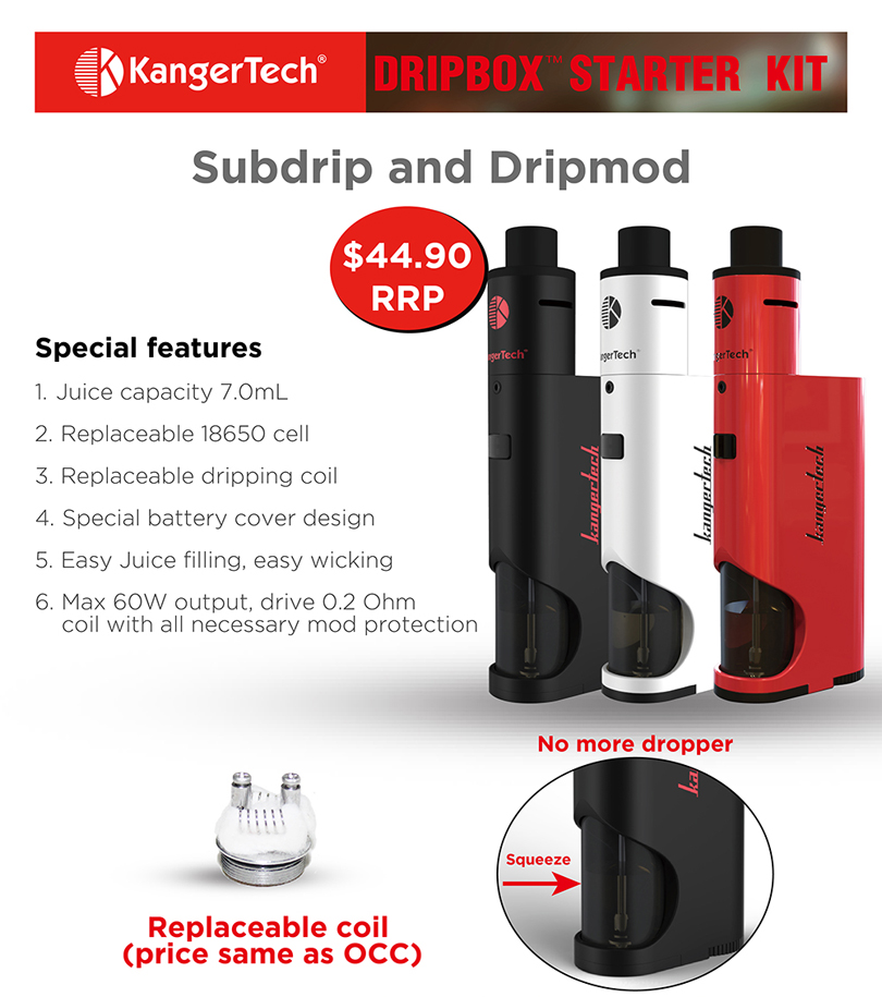 Kanger Dripbox Starter Kit Features